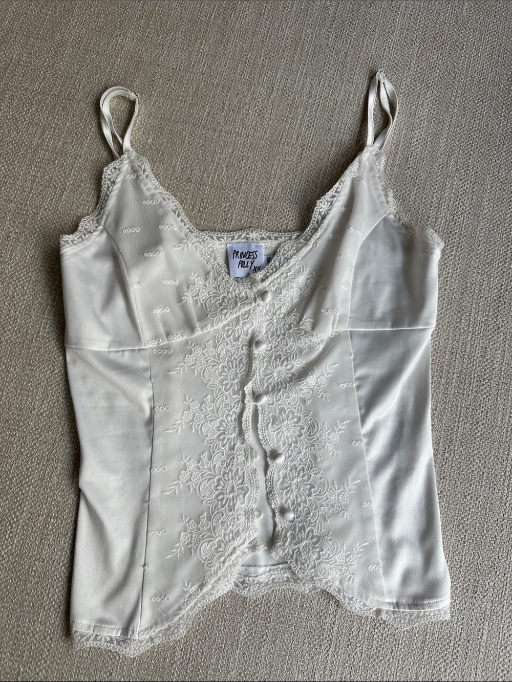 Princess Polly Ivory Lace-Trim Camisole
